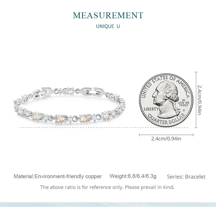 Authentic Luxury Multi-color Zircon Bracelet Rose Gold Color Chain Link Bracelet for Women Birthday Crystal Jewelry