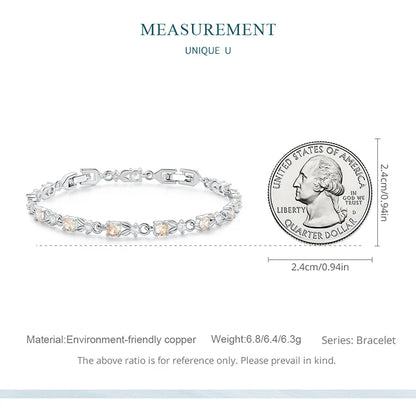 Authentic Luxury Multi-color Zircon Bracelet Rose Gold Color Chain Link Bracelet for Women Birthday Crystal Jewelry