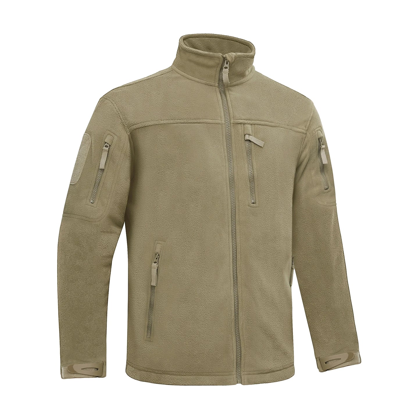 Winter Fleece Jacket Mens Zipper Pockets Work Jacket Thermal Warm Full Zip Fishing Hiking Coats Outwear Man Windbreaker