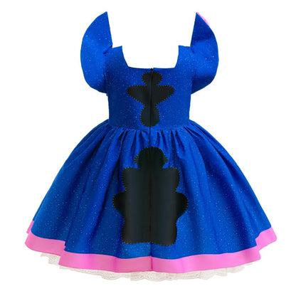 Girl's Dress Cartoon Stitch Movie Dress Cosplay Costume Stage Performance Halloween Carnival Children's Dress Up 12Yrs