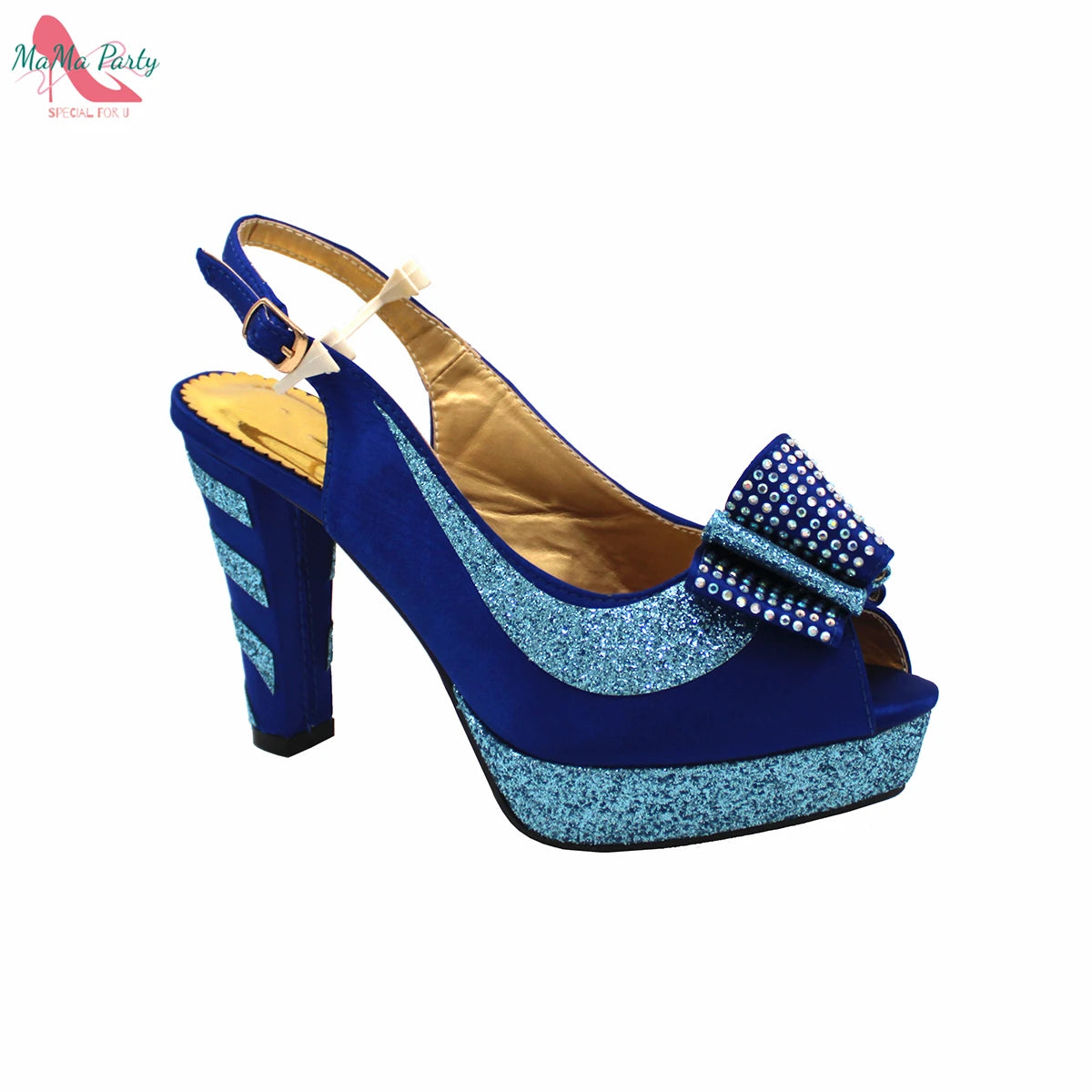 Fashion Pretty Peep Toe African Women Shoes Matching Bag Set in Silver Color Elegant Style Platform Sandals for Party