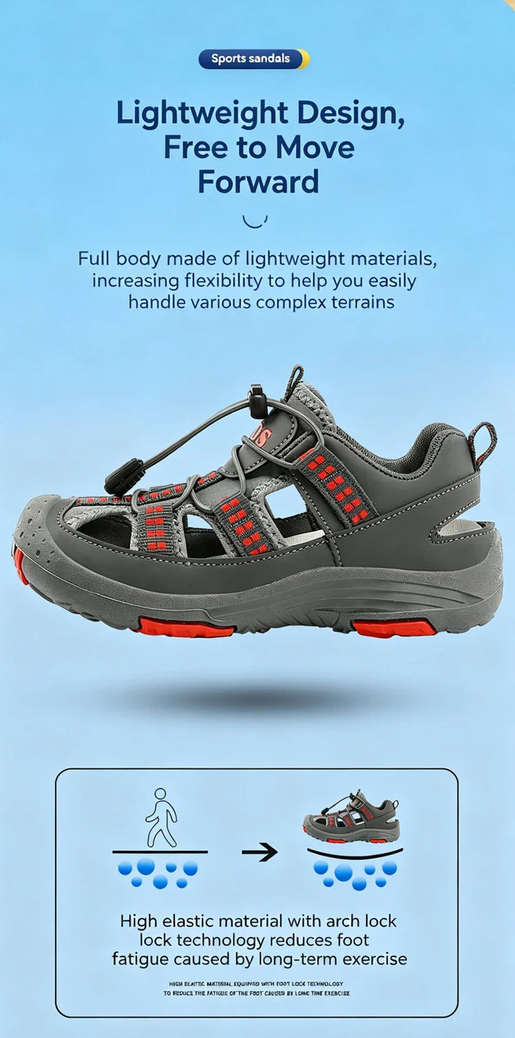 Summer Children Comfortable Sport Water Sandals Outdoor for Boys Closed Toe Anti-Collision Walking Sandals Casual Beach Shoes