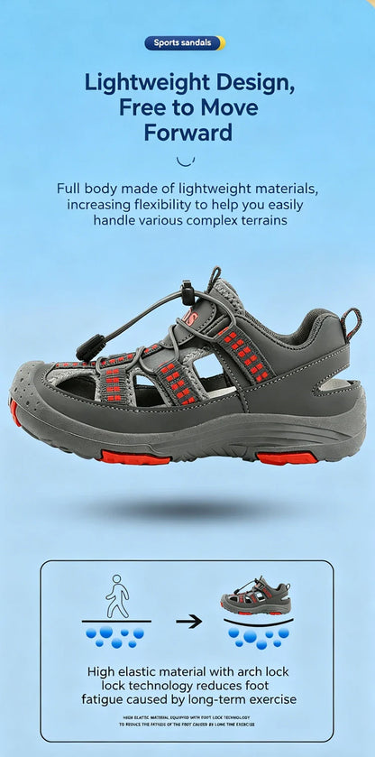 Summer Children Comfortable Sport Water Sandals Outdoor for Boys Closed Toe Anti-Collision Walking Sandals Casual Beach Shoes