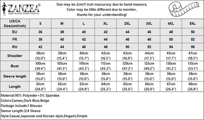 Women Elegant Party Blouse Vintage Mesh Ruffle 3/4 Sleeve Tops 2024 Autumn Stand Collar Shirts Korean Version Loose Tunic