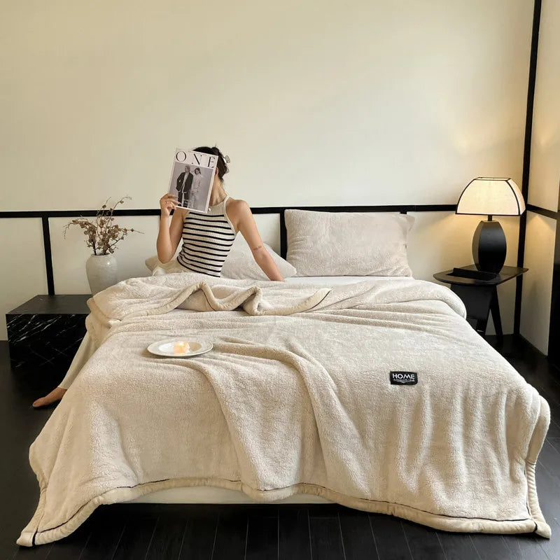 2025 New Comfortable Cotton Velvet Thickened Warm Coral Velvet Blanket Milk Velvet Long Velvet Light Luxury Blanket