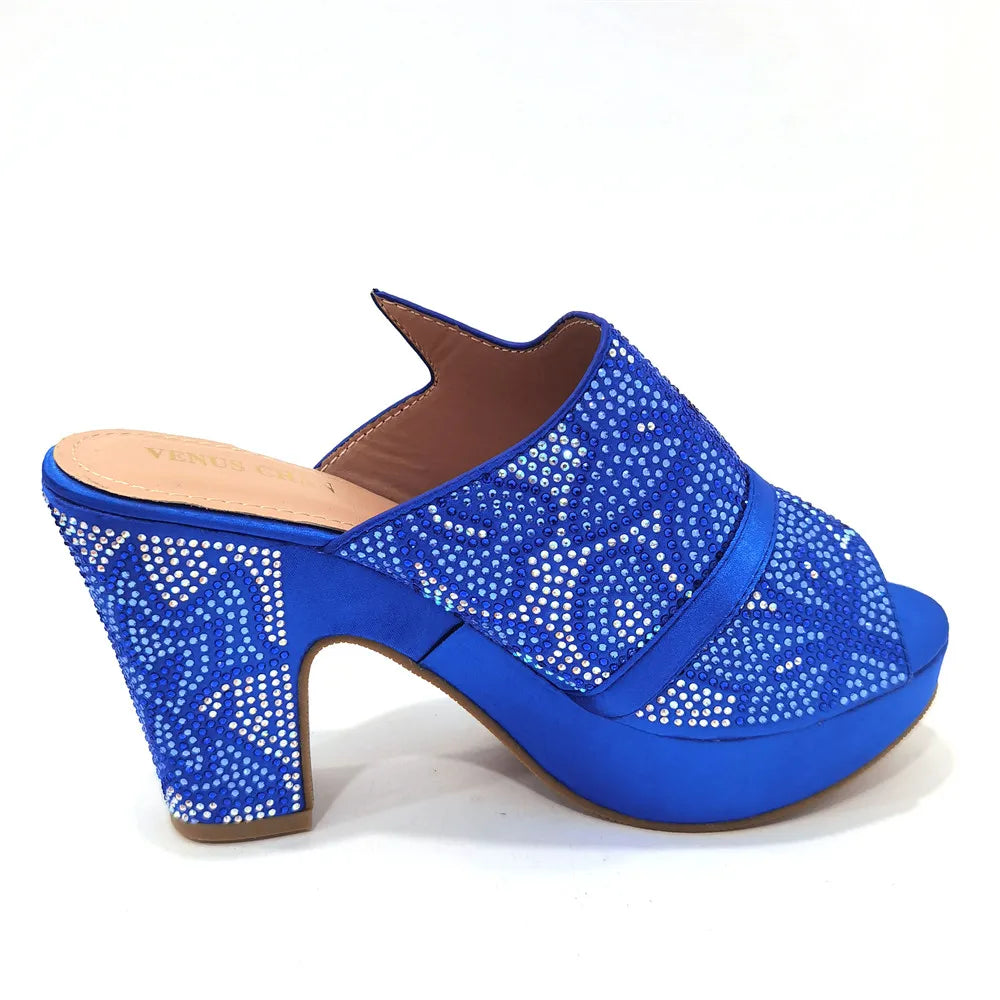 Shoes Open Toe Slingbacks Low (1cm-3cm) Women Pumps for Party Lady Sandals with Heels Italian Shoe with Rhinestone