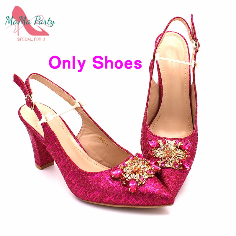Nigerian Women Shoes and Bag Set in Gold Color High Quality New Arrivals Classics Style for Garden Party