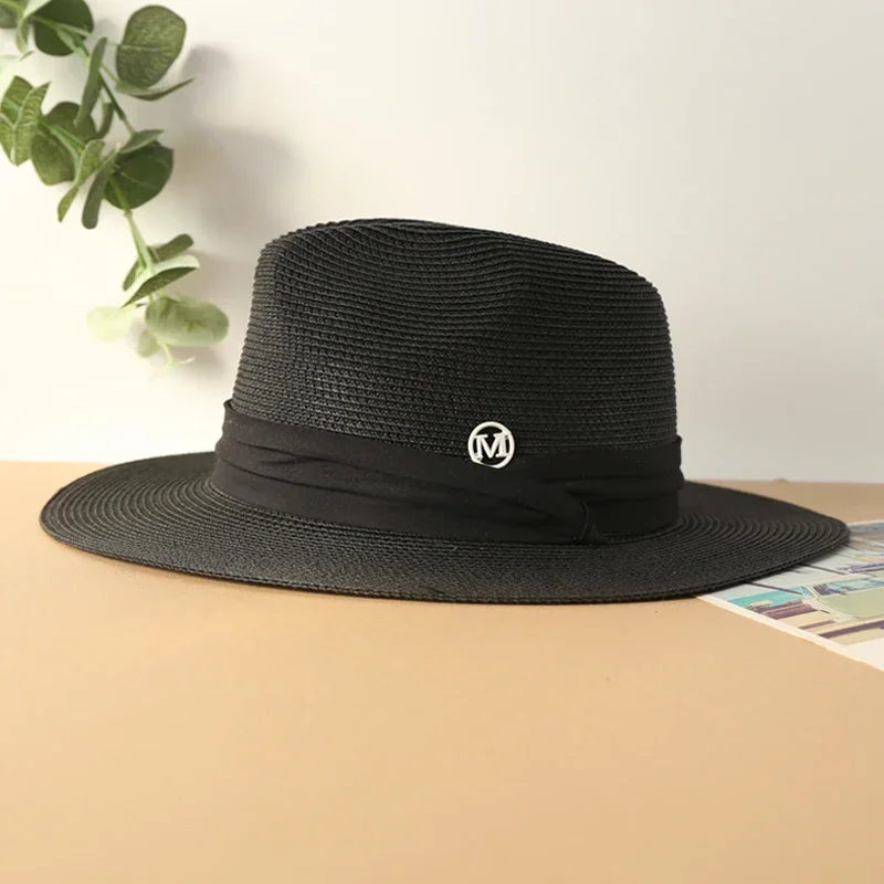 Big Size XL 63cm Travel Panama Jazz Straw Hat Summer Sun Hats for Women Men Wedding  Wide Brim Fedora Straw Beach Hat UV UPF 50+