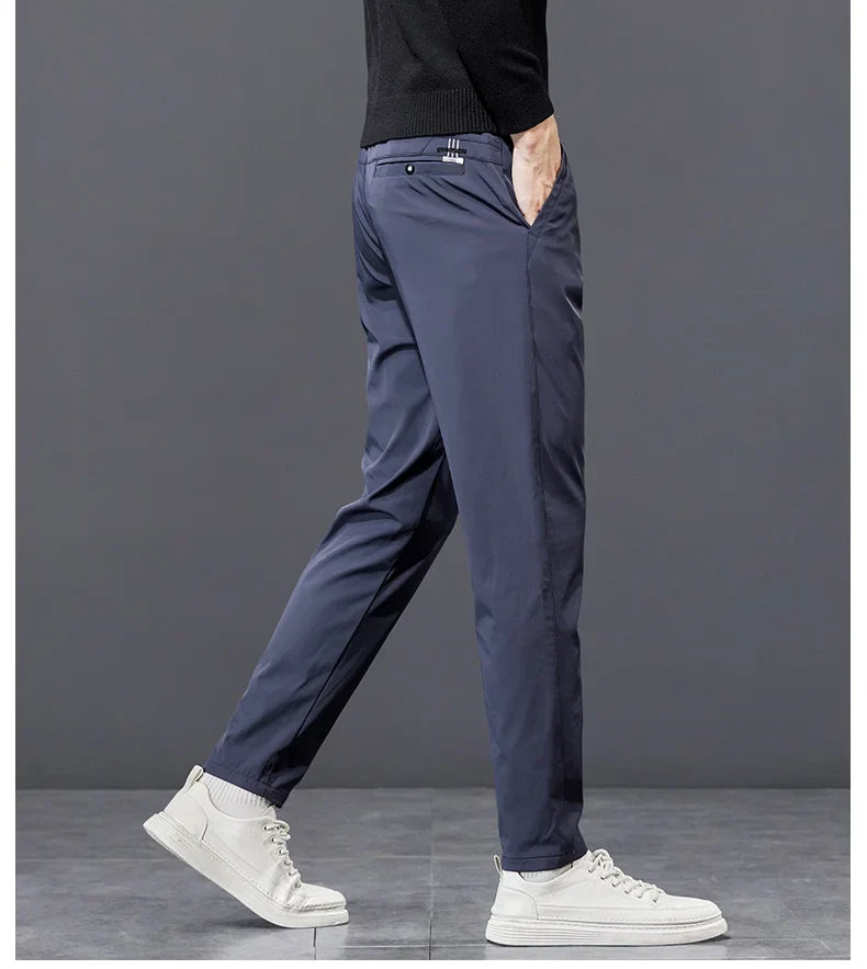 Spring Autumn Men's Golf Casual Pants Solid Color Elastic Waist Design Business Trousers Straight Stretch Korean New Male Pants