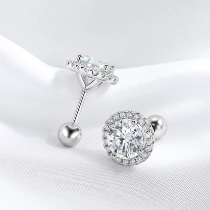 0.5-1CT Black Moissanite Studs Earring for Women Classic Wedding Jewelry 925 Sterling Silver Screw Ear Stud Birthday Gift