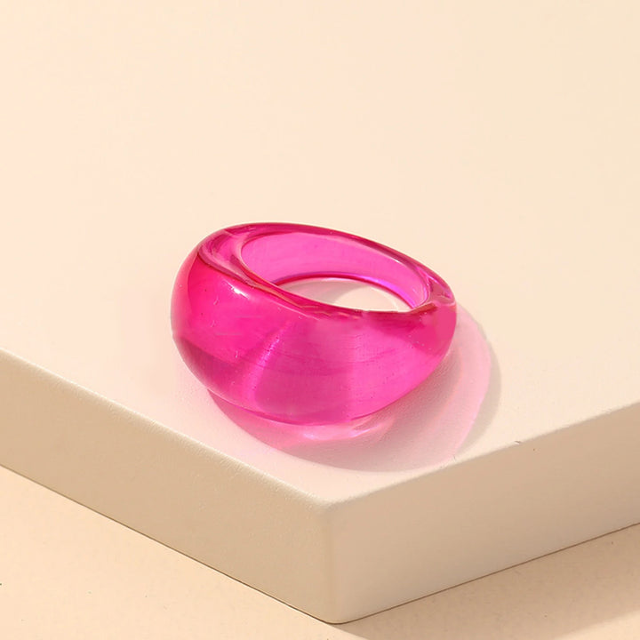 Round Rings For Women Big Kpop Finger Ring For Girls Punk Resin Ring