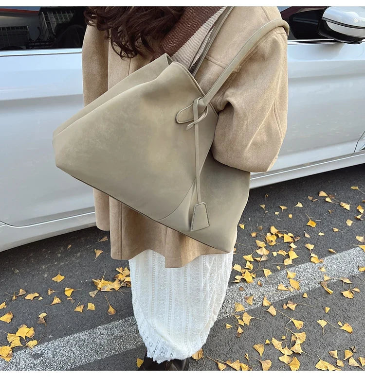 Faux Suede Solid Color High Quality Fashionable Versatile Handbag 2025 Women's Product Hot Selling  Large Capacity Shoulder Bag