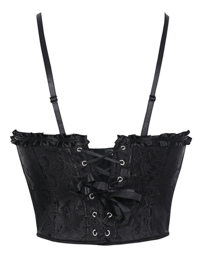 Double halter lace-trimmed corset for ladies a court shaping top