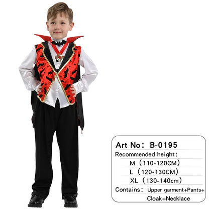 Halloween Vampire Cosplay Costume for Kids Carnival Party Dress Up Outfit Children Role Play Vampiran