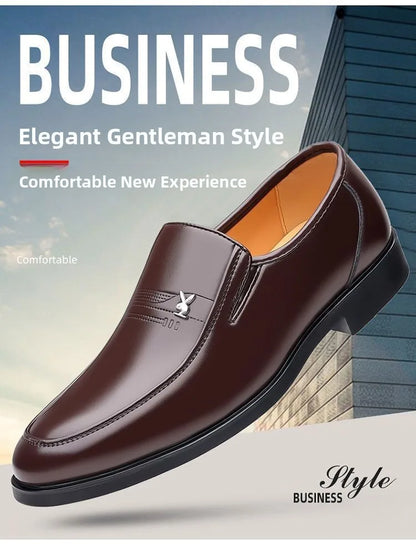 Soft Cowhide Leather Men's Business Shoes Anti-Slip Work Shoes for Middle-Aged And Elderly Fathers Comfortable Breathable Rub...