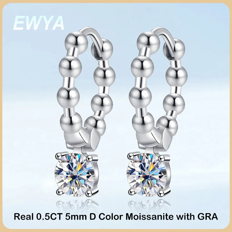 Real 0.5CT 5mm D Color Moissanite Drop Earrings for Women S925 Silver Plated PT950 Pass Diamond Test Earring Fine Jewelry