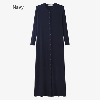 Maxi dress woman fashion V neck comfortable button dress