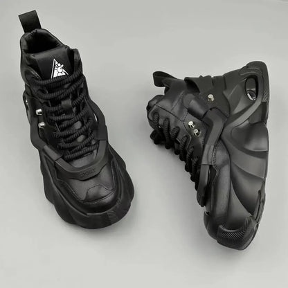Men's Boots High Top  New Trend Wear-resistant Synthetic Leather Boots Casual Lace Up Height Increasing Fashion Boots 2025