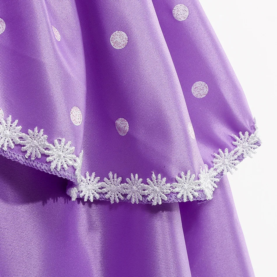 2 3 4 6 8Y Little Princess Sophia Frock Fancy Birthday Sofia Party Dress for Girl Sequined Bodice Flying Sleeve Carnival Costume