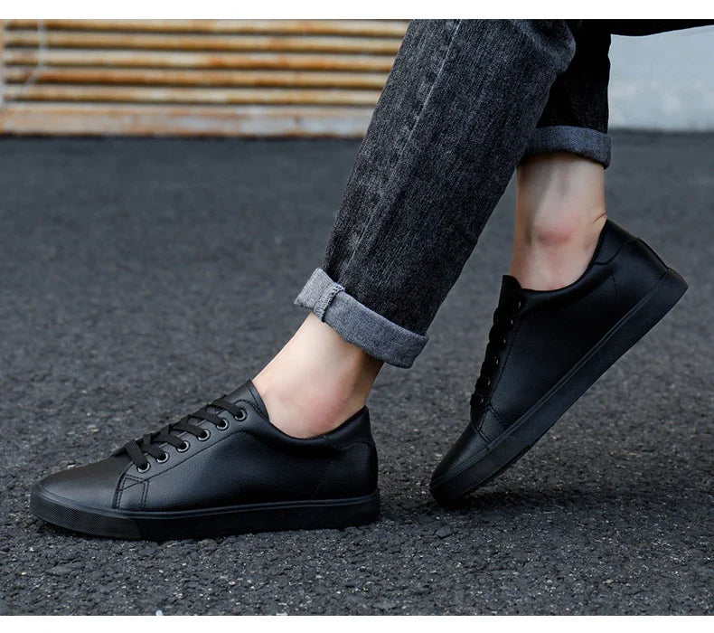 Spring Summer Flat Mens Casual Shoes Soft Pure Black Fashion Male Footwear Cool Young Man Street Style Comfortable