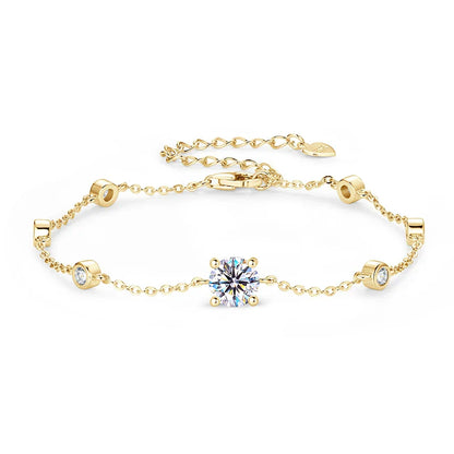 7 Stones 100% Real Moissanite Bracelets for Women D Color Four-claw S925 Sterling Silver Luxury Chain Lab Diamond Jewelry