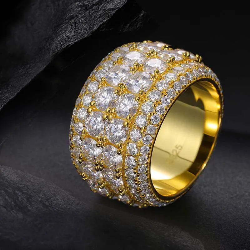 2 Row Moissanite Ring 925 Sterling Silver Iced Out Hip Hop Ring for Men Women Unisex Luxury Gift
