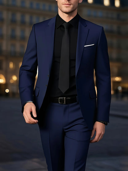 Men's Burgundy 2-Piece Suit Set (Blazer + Trousers Only, No Vest Included),Slim Fit Formal Business Wedding Party Jacket & Pants