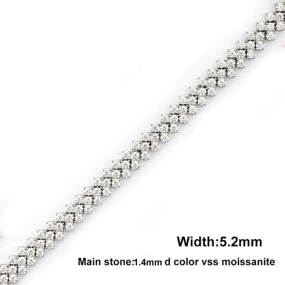 1.5mm Real Moissanite Tennis Bracelet S925 Sterling Silver  3-row Heart Lab Diamond Bracelets for Bridal Women Wedding Jewelry