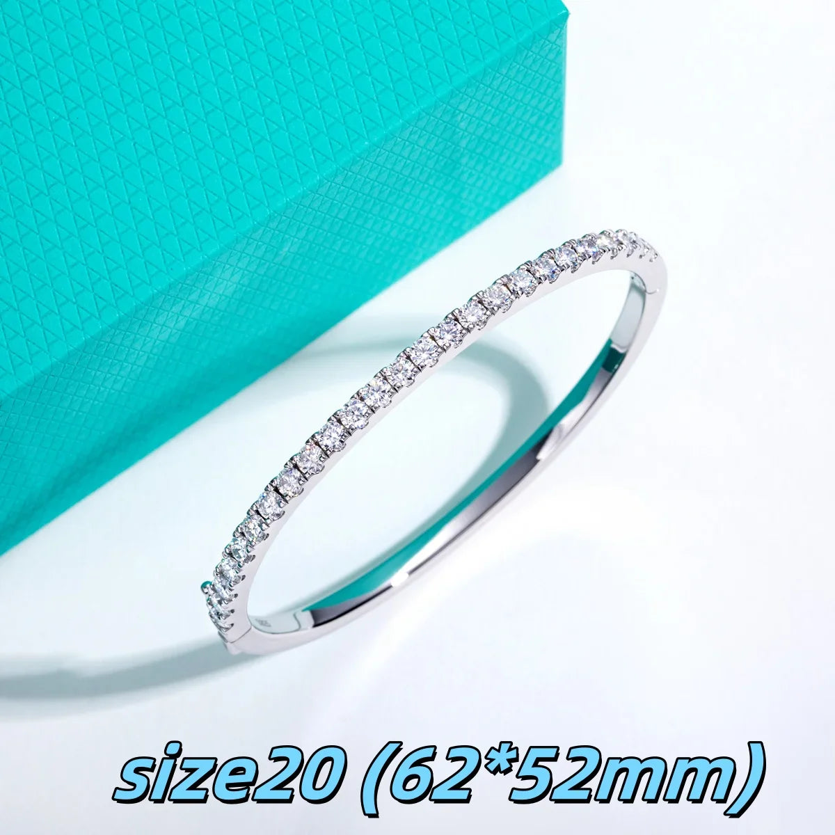 3mm Half Eternity Moissanite Bracelet 925 Sterling Silver 18K White Gold Plated Bangle for Women Jewelry Gifts
