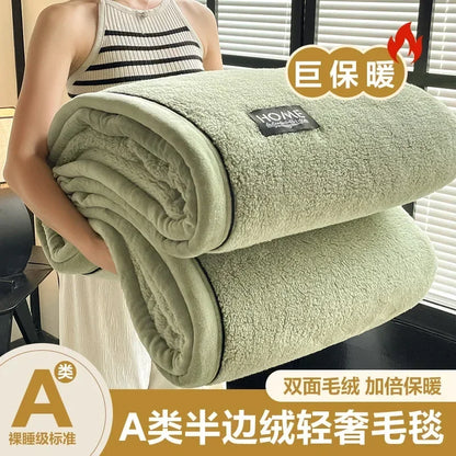 2025 Shumian velvet thickened warm blanket coral velvet blanket, milk velvet long velvet light luxury blanket blanket