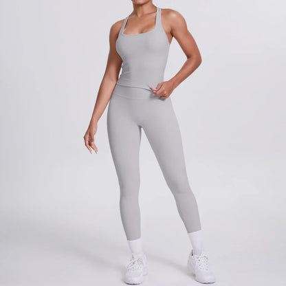 Yoga Top Set Fitness Gym Suit Training Sleeveless Sport Gym Tops Crossover Back Sports Underwear Tummy Control Slimming