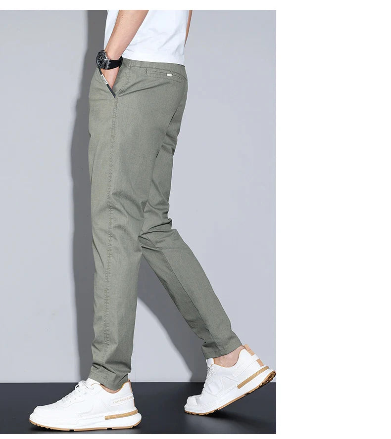 Cotton Thin Men's Business Casual Pants Summer Straight Slim Fit Fashion Stretch Solid Trousers Korean Men's Pants Size 28-38