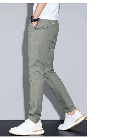Cotton Thin Men's Business Casual Pants Summer Straight Slim Fit Fashion Stretch Solid Trousers Korean Men's Pants Size 28-38