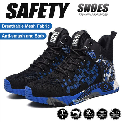 Blue Up Steel Toe High Top Boots Men Women Comfortable Breathabl Safety Boots Anti Smash Indestructible Construction Work Shoes