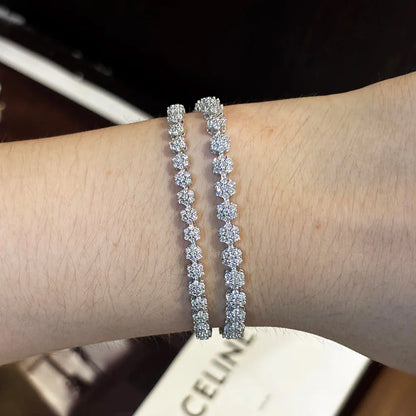 Flower Full Moissanite Tennis Bracelets 925 Sterling Silver D Color Lab Diamond for Women Hand Chain Gift Fine Jewelry GRA