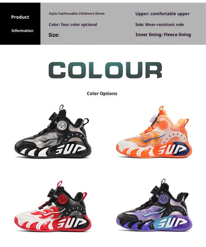 New autumn/winter 2025 children's basketball shoes with waterproof leather surface and training sports shoes for boys and girls