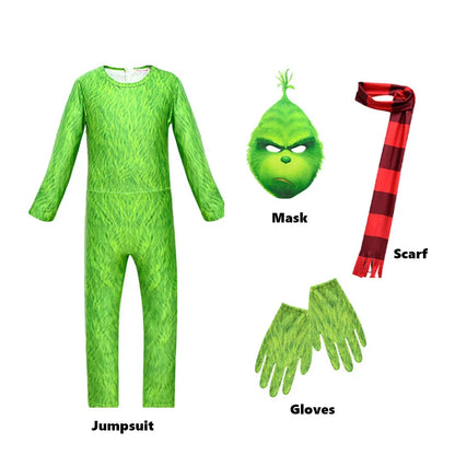 Green Haired Monster Children's Cosplay Costumes Jumpsuit Tight Fitting Stage Performance Costume Carnival Party Gifts