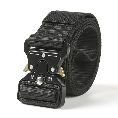 Men Tactical Belt Quick Release Outdoor Zinc Alloy Buckle Belt Soft Real Nylon Sports Hiking Camping Hunting Belt