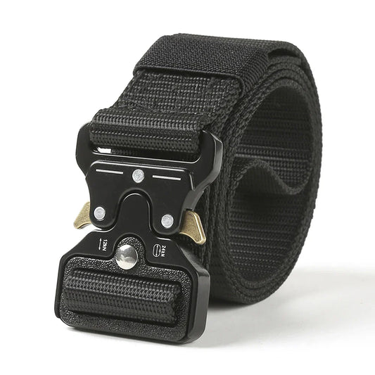 Men Tactical Belt Quick Release Outdoor Zinc Alloy Buckle Belt Soft Real Nylon Sports Hiking Camping Hunting Belt