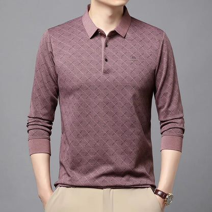 Collar Long Sleeved Polo Shirt for Men in Spring and Autumn 2025 New Business and Leisure Versatile T-shirt