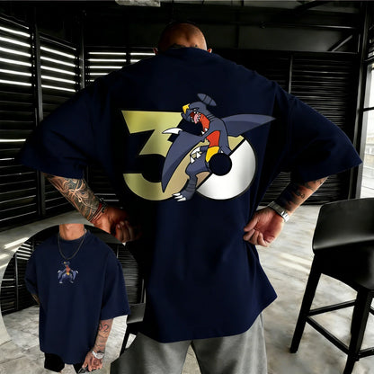 30th Anniversary Garchomp Printed T-shirt Summer Men's and Women's Loose Casual Hip Hop Trendy Short Sleeve Top
