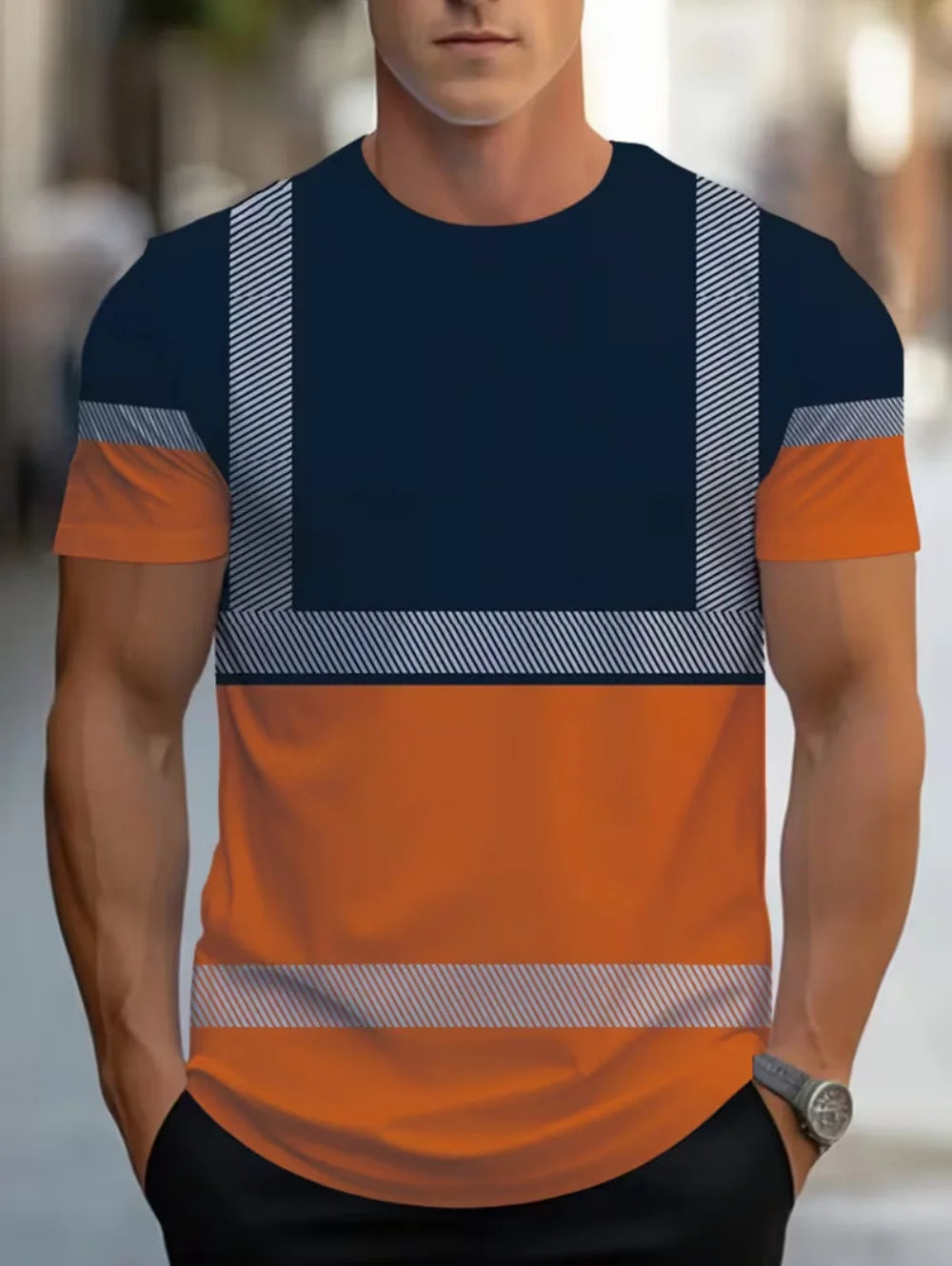 Men's 3D Printed New Secure Logo Color Blocking Design Short-Sleeved T-Shir Fashion Summer Daily Casual Work Wear Men's T-Shirts
