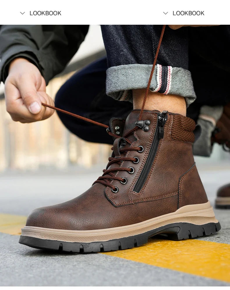 Protection Safety Shoes Men's Anti-smash Anti-puncture Wear Resistance Work Boots Anti-slip Sole Indestructible Safety Shoes
