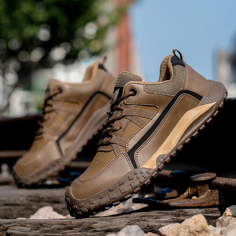 New Safety Men Work Sneakers Anti-smash Indestructible Shoes Steel Toe Protective Boots Anti-puncture Brown Work Safety Shoes