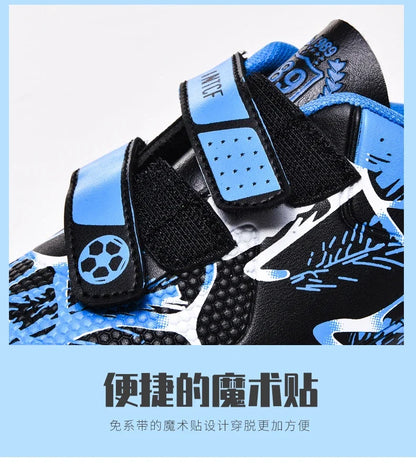 Kids Soccer Shoes Outdoor Non-Slip Football Sports Shoes Boy Training Shoes Child HOOK&LOOP Lightweight Children's Soccer Cleats