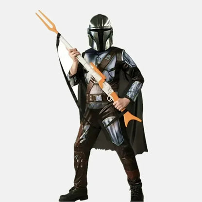 Boys Classic Movie Mask Costume Printed Cartoon Warrior Armor Bodysuit Kids Fantasy Cosplay Costume Halloween