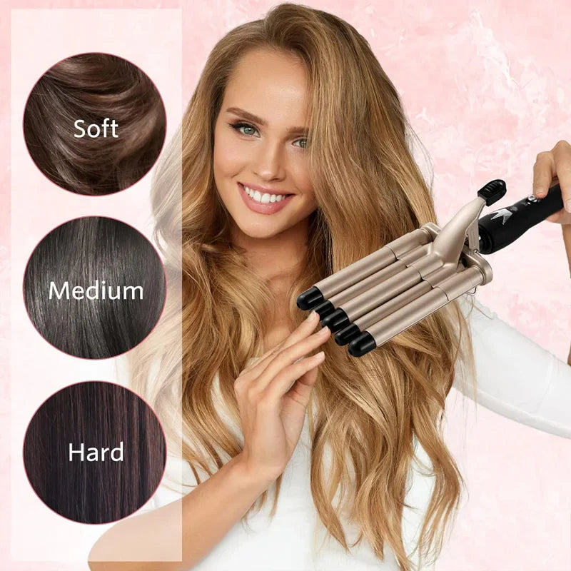Quick Heating Ceramic 2 Temperature Controlled Curling iron Portable PTC heating 5 buckets of wave curling iron