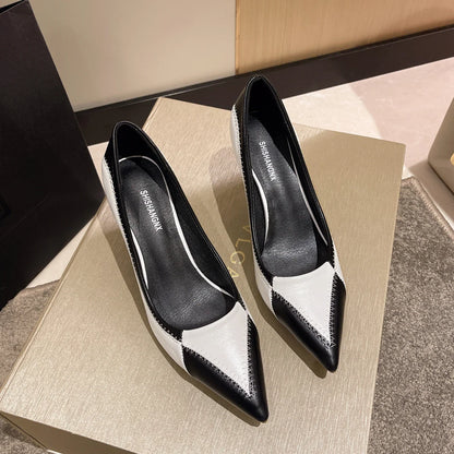 Verão Novas Sandálias Femininas de Bico Fino com Salto Agulha Sapatos Femininos de Salto Alto para Banquetes e Festas Sapatos de Casamento da Moda Scarpins 6,5-9cm