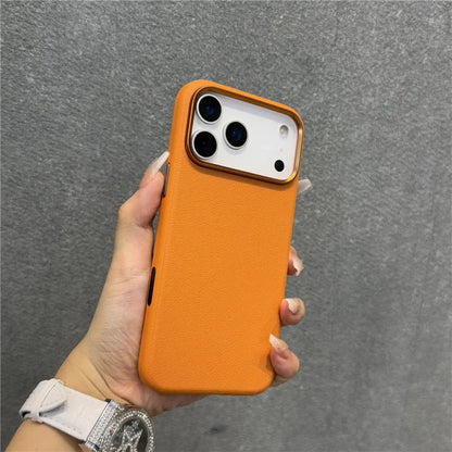 Solid Color PU Leather for Magsafe Case For iPhone 17Air 17Pro 17Pro Max Active Touch Camera Button Lens Protection Cover