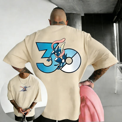 30th Anniversary Greninja Printed T-shirt Summer New Men's and Women's Loose Casual Hip Hop Trendy Short Sleeve Top